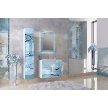 Шкаф пенал Marka One Lacio 30П L У73229 подвесной Blue marble