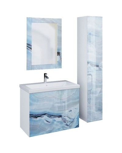 Шкаф пенал Marka One Lacio 30П R У73169 подвесной Blue marble