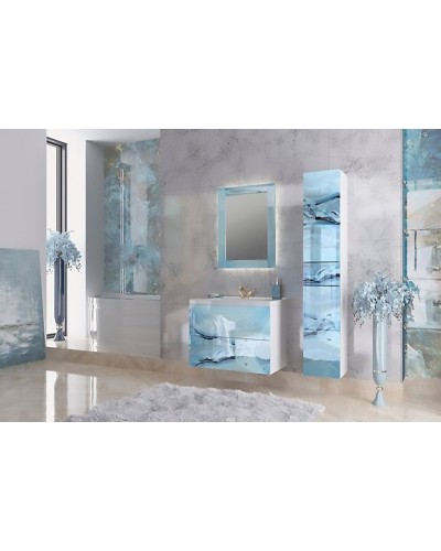 Шкаф пенал Marka One Lacio 30П R У73169 подвесной Blue marble