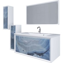 Шкаф пенал Marka One Seattle 30П L У73219 подвесной Blue marble