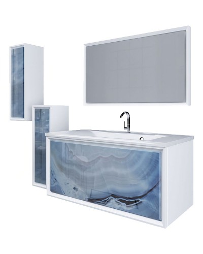 Шкаф пенал Marka One Seattle 30П L У73219 подвесной Blue marble