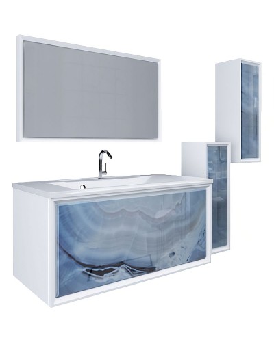 Шкаф пенал Marka One Seattle 30П R У73159 подвесной Blue marble