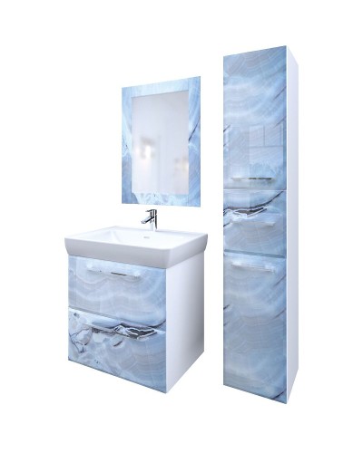 Шкаф пенал Marka One Visbaden 30П R У73126 подвесной Blue marble