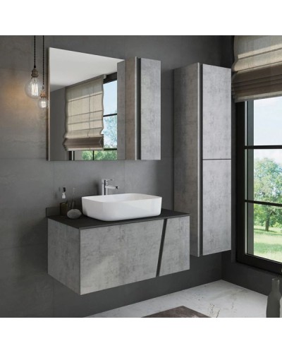 Пенал подвесной бетон светлый/черный L/R Comforty Эдинбург 00004147998