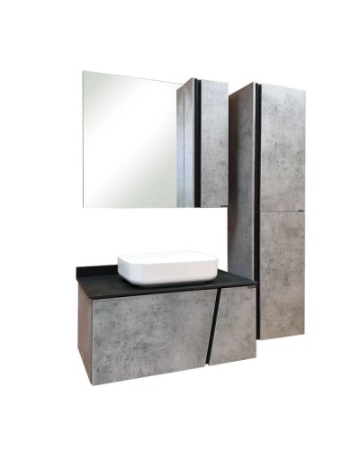 Пенал подвесной бетон светлый/черный L/R Comforty Эдинбург 00004147998