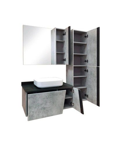 Пенал подвесной бетон светлый/черный L/R Comforty Эдинбург 00004147998