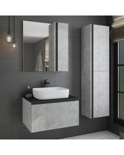 Пенал подвесной бетон светлый/черный L/R Comforty Эдинбург 00004147998