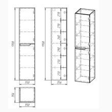 Шкаф пенал Owl 1975 Hella 35 L OW24.04.02 подвесной Серый глянец