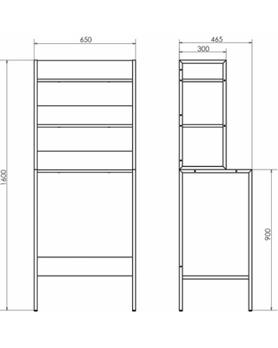 Стеллаж Comforty 65 00-00011164 над стиральной машиной Бетон светлый