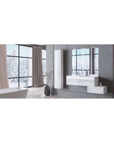 Пенал подвесной белый глянец/ольха наварра L Акватон Сакура 1A219903SKW8L