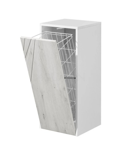 Полупенал белый глянец/ольха наварра с бельевой корзиной Акватон Сакура 1A220703SKW80