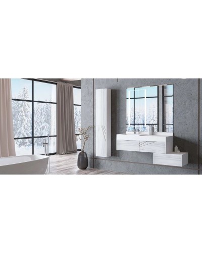 Полупенал белый глянец/ольха наварра с бельевой корзиной Акватон Сакура 1A220703SKW80