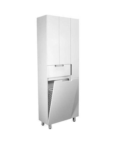 Шкаф пенал Style Line Оптима 70 ЛС-000010058 с бельевой корзиной Белый