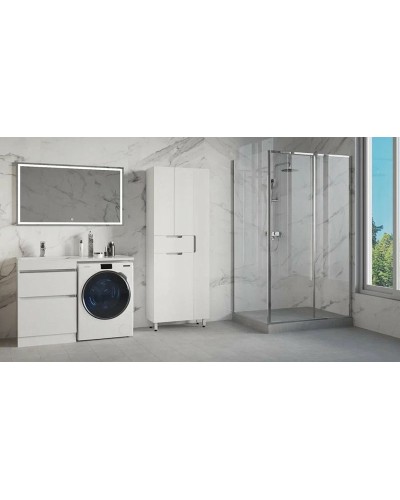 Шкаф пенал Style Line Оптима 70 ЛС-000010058 с бельевой корзиной Белый