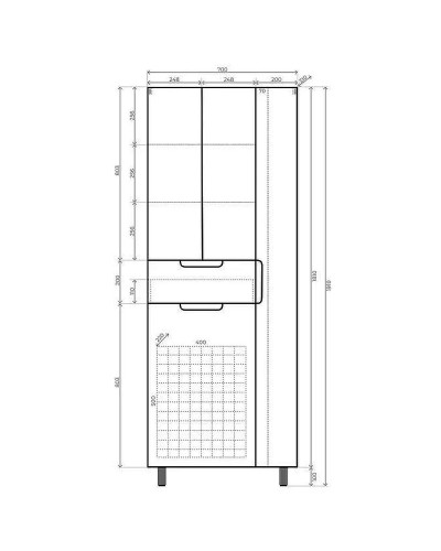 Шкаф пенал Style Line Оптима 70 ЛС-000010058 с бельевой корзиной Белый