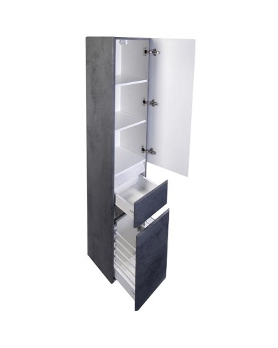 Шкаф пенал Style Line Атлантика Люкс Plus 35 СС-00002284 с бельевой корзиной Бетон темный