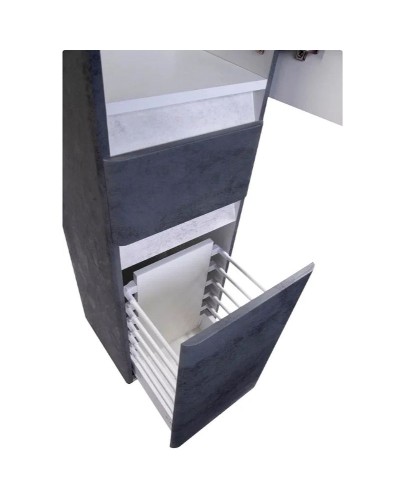 Шкаф пенал Style Line Атлантика Люкс Plus 35 СС-00002284 с бельевой корзиной Бетон темный