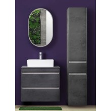 Шкаф пенал Style Line Атлантика Люкс Plus 35 СС-00002284 с бельевой корзиной Бетон темный