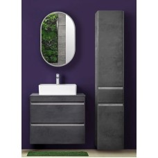 Шкаф пенал Style Line Атлантика Люкс Plus 35 СС-00002284 с бельевой корзиной Бетон темный