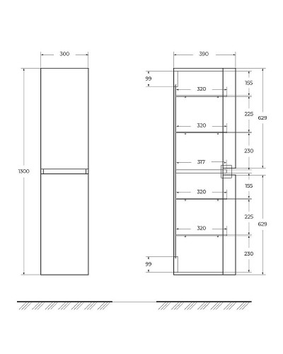 Шкаф пенал Cezares Vague 30 44326 подвесной Grigio talpa opaco