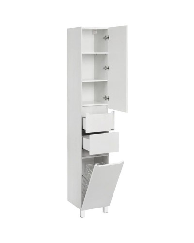 Пенал напольный белый/выбеленное дерево с бельевой корзиной Акватон Дакота 1A203203DAAY0