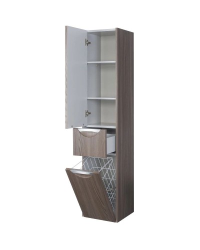 Пенал подвесной дуб макиато  с бельевой корзиной L Акватон Сильва 1A215603SIW5L