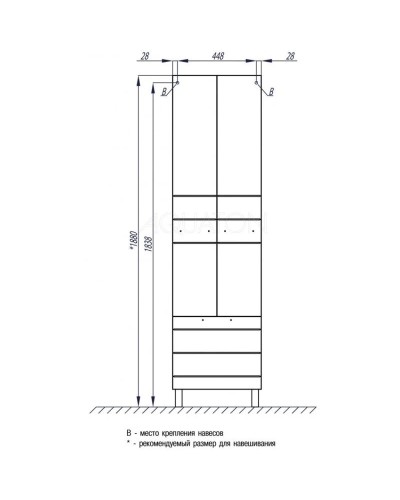 Пенал напольный с бельевой корзиной белый Акватон Альтаир 1A041803AR010