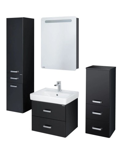 Пенал подвесной черный с бельевой корзиной Акватон Америна 1A135203AM950