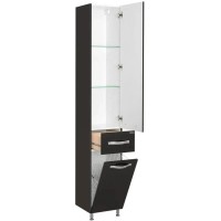 Пенал напольный черный с бельевой корзиной Акватон Ария 1A124303AA950