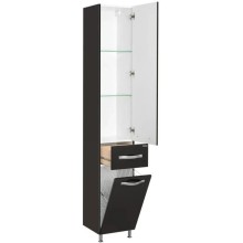 Пенал напольный черный с бельевой корзиной Акватон Ария 1A124303AA950