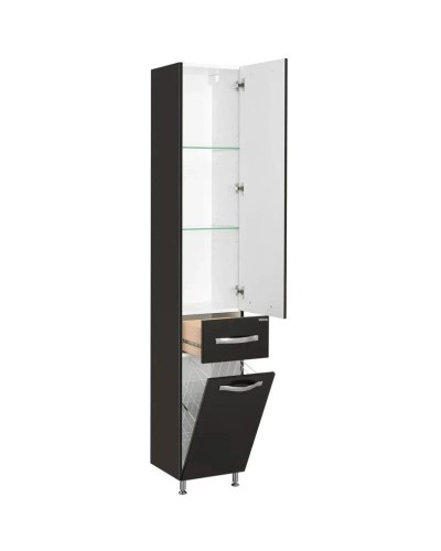 Пенал напольный черный с бельевой корзиной Акватон Ария 1A124303AA950