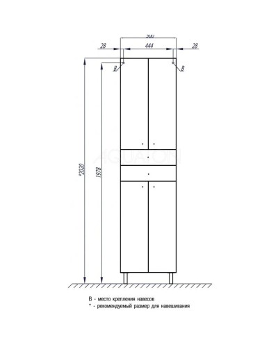 Пенал напольный белый глянец Акватон Симпл 1A122303SL010