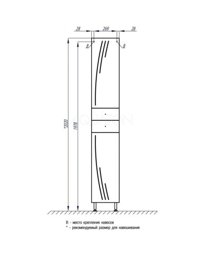 Пенал напольный белый глянец L Акватон Минима 1A132203MN01L