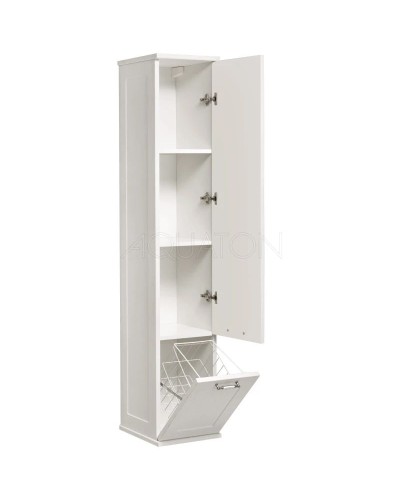 Пенал подвесной дуб белый с бельевой корзиной Акватон Леон 1A186503LBPS0