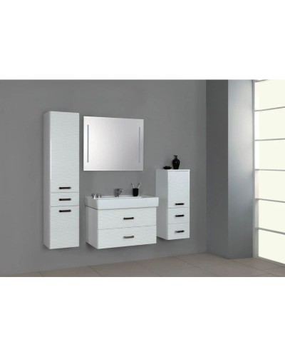 Пенал подвесной белый рифт с бельевой корзиной Акватон Америна 1A135203AMD1R