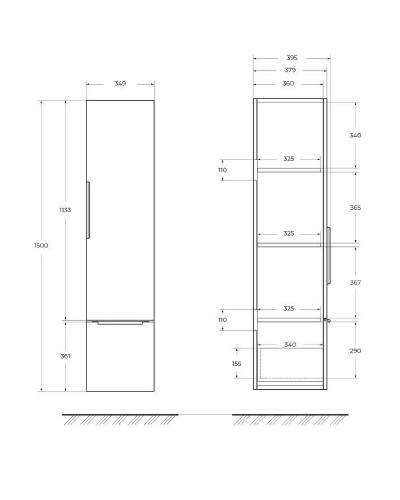 Шкаф пенал Cezares Premium 35 55501 подвесной Bianco opaco