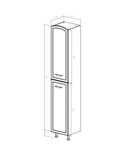 Пенал напольный с бельевой корзиной белый глянец серебряная патина L Bellezza Амелия 4620304082395