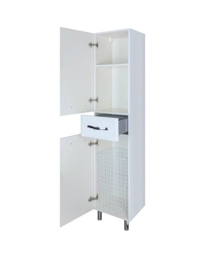 Пенал напольный с бельевой корзиной белый глянец L Bellezza Анкона 4629605102016