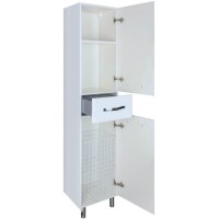 Пенал напольный с бельевой корзиной белый глянец R Bellezza Анкона 4629605101019