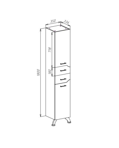 Пенал напольный с бельевой корзиной белый глянец L/R Bellezza Дрея 4631304120017