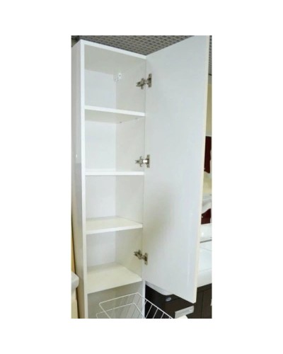 Пенал напольный с бельевой корзиной бежевый глянец/белый глянец R Bellezza Лагуна 4622104081073