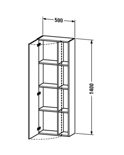 Пенал подвесной базальт матовый L Duravit DuraStyle DS1238L4343