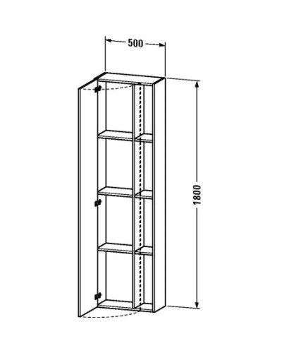 Пенал подвесной бетонно-серый матовый L Duravit DuraStyle DS1248L0707