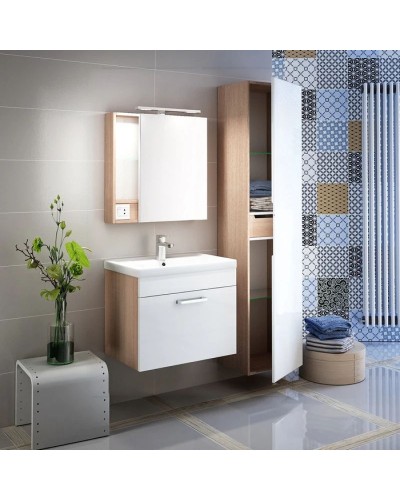 Пенал подвесной белый глянец/дерево R IDDIS Mirro MIR4000i97