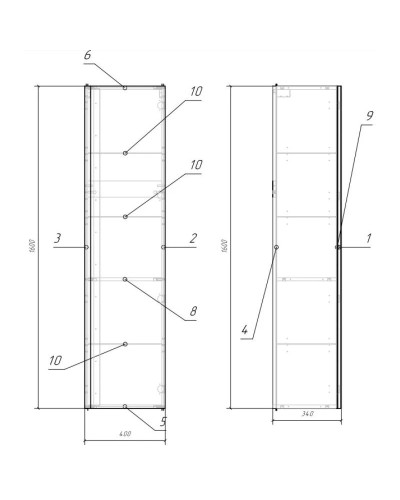 Пенал подвесной белый глянец L/R Cersanit Moduo SL-MOD/Wh