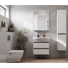 Пенал подвесной белый глянец/дуб эндгрейн L Акватон Нортон 1A249403NT01L