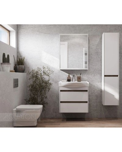 Пенал подвесной белый глянец/дуб эндгрейн L Акватон Нортон 1A249403NT01L