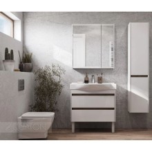 Пенал подвесной белый глянец/дуб эндгрейн L Акватон Нортон 1A249403NT01L