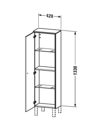 Пенал подвесной базальт матовый L Duravit Brioso BR1300L4343