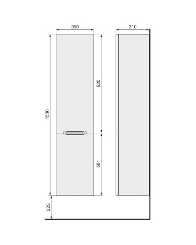 Пенал подвесной белый R Jorno Modul Mol.04.150/P/W